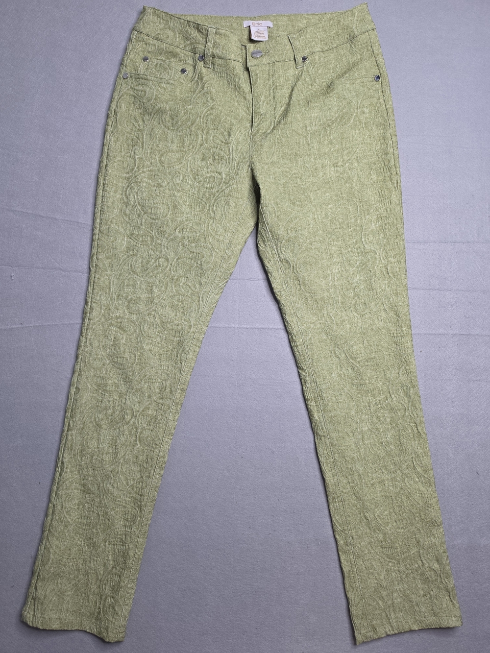 ERIC‎ Women’s Sz 6 Green Textured Paisley Pants
